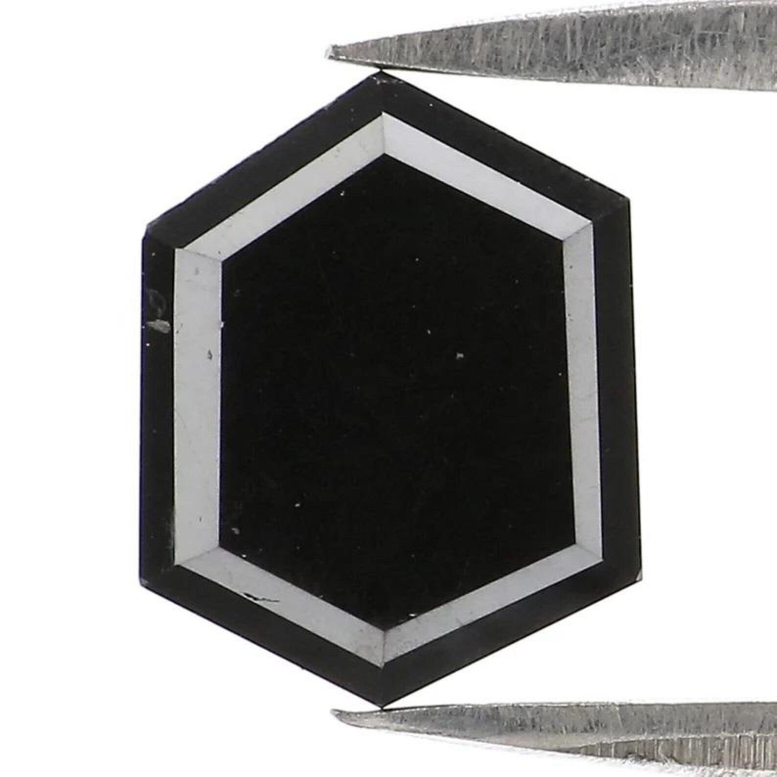 0.96 CT Natural Loose Hexagon Shape Diamond Black Color Hexagon Diamond 8.50 MM Natural Loose Black Color Hexagon Rose Cut Diamond NQ8180