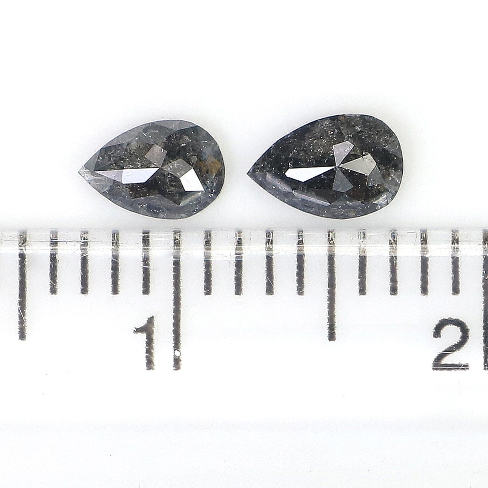 0.47 CT Natural Loose Pear Cut Pair Diamond Salt And Pepper Pear Shape Diamond 4.75 MM Natural Black Grey Color Pear Rose Cut Diamond QN942