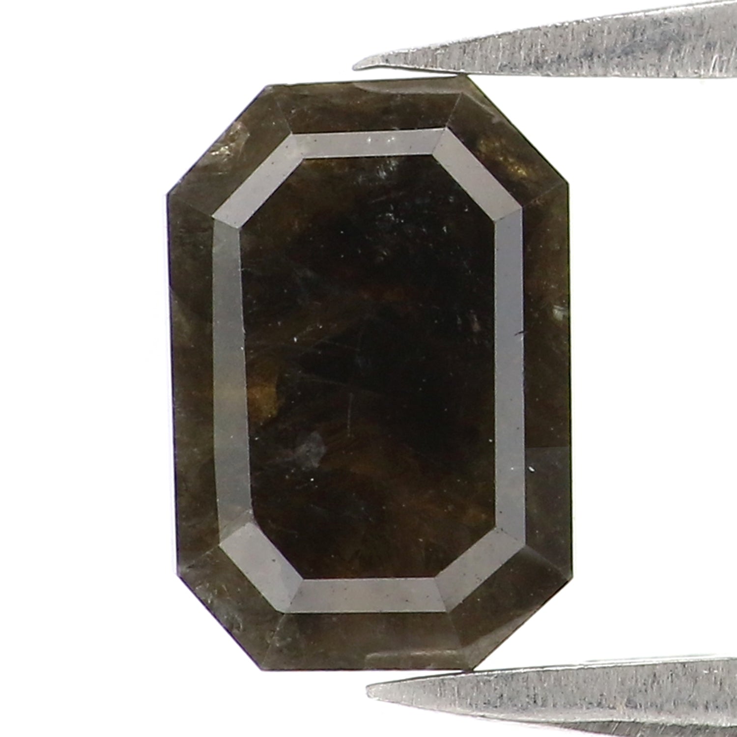 1.67 CT Natural Loose Emerald Shape Diamond Black Emerald Shape Diamond 7.80 MM Natural Loose  Black Color Emerald Rose Cut Diamond QL2853