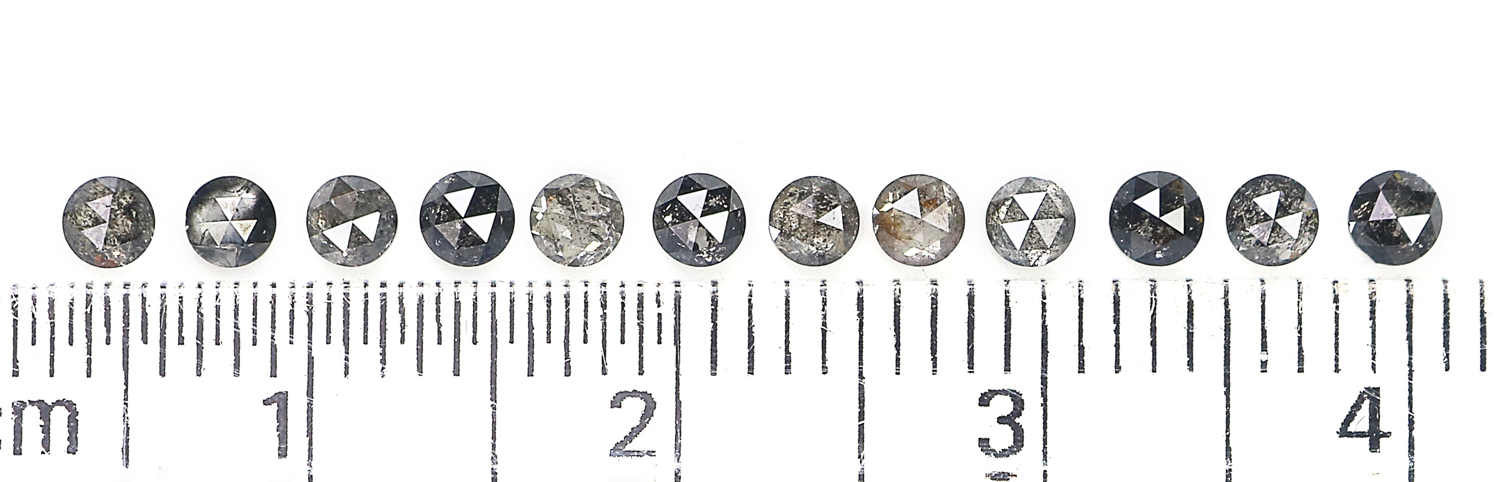 0.91 Ct Natural Loose Round Rose Cut Diamond Salt And Pepper Round Diamond 2.50 MM Natural Black Grey Color Round Rose Cut Diamond LQ7993