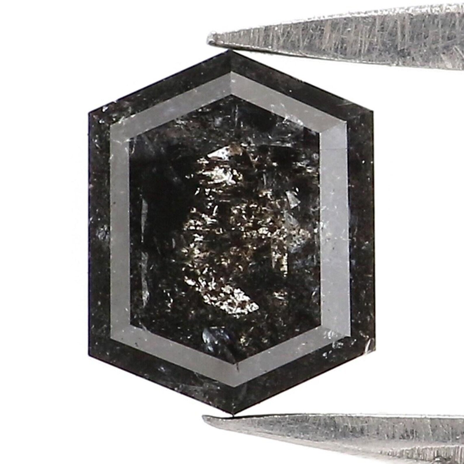 0.77 CT Natural Loose Hexagon Shape Diamond Salt And Pepper Hexagon Diamond 6.20 MM Natural Loose Diamond Hexagon Rose Cut Diamond NQ2467