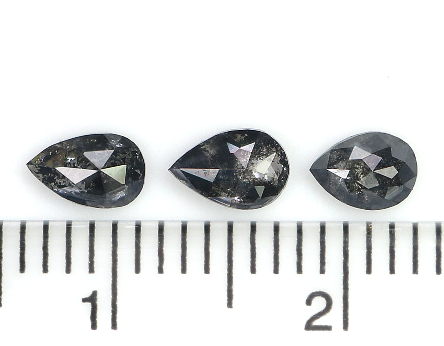 0.76 CT Natural Loose Pear Shape Diamond Salt And Pepper Pear Cut Diamond 4.65 MM Natural Black Grey Color Pear Shape Rose Cut Diamond L1980
