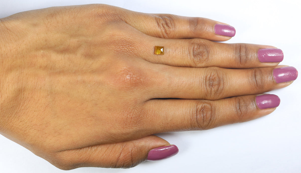 Natural Square Cut Yellow Color Diamond 0.61 CT Loose Rose Cut Yellow Color Stone 4.80 MM Rustic Diamond For Custom Engagement Ring L3692
