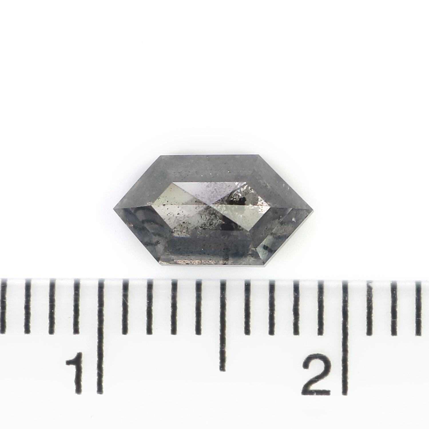 Natural Hexagon Salt and Pepper Diamond 1.11 CT Loose Rose Cut Black Grey Stone 8.20 MM Rustic Diamond For Custom Engagement Ring L3617