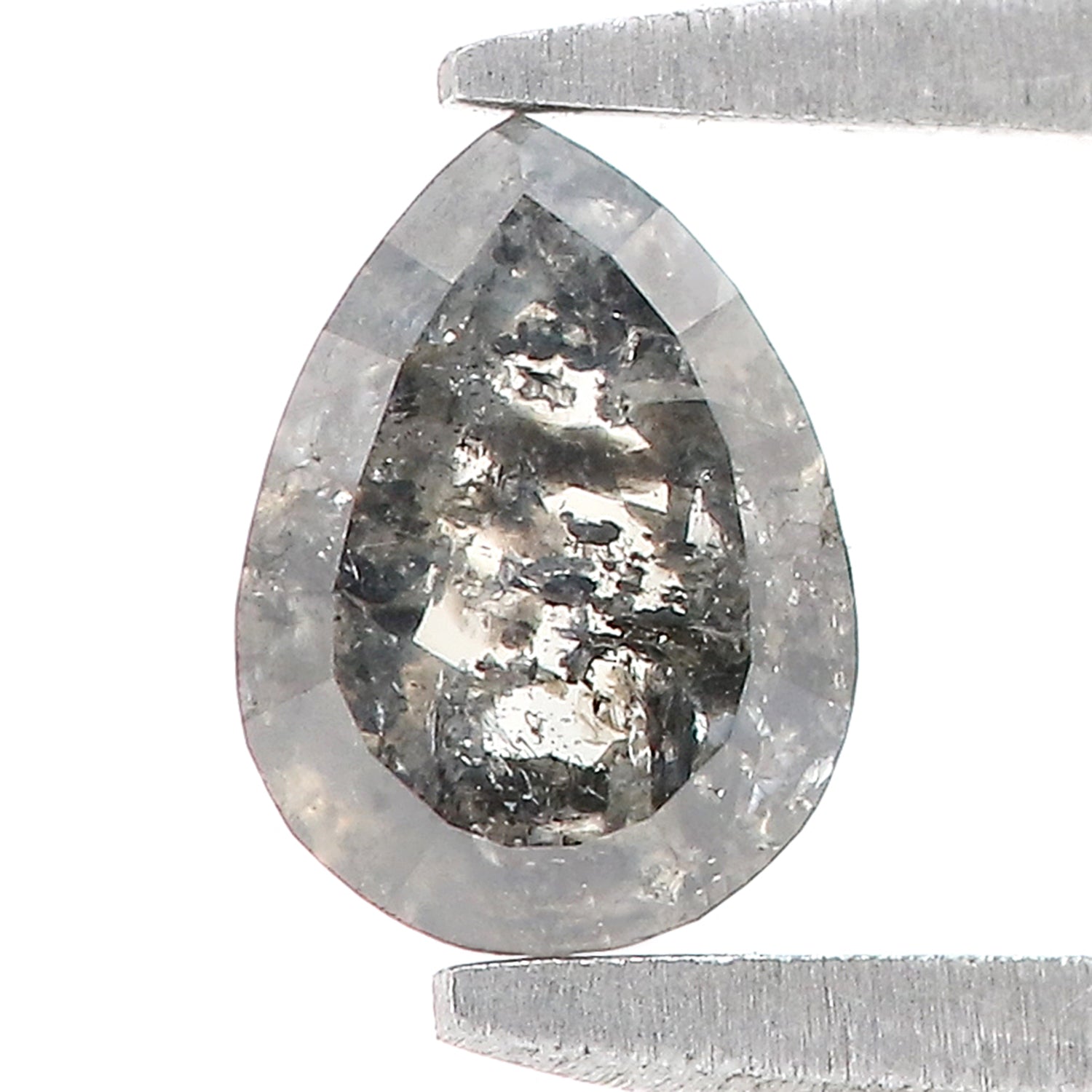0.43 CT Natural Loose Pear Shape Diamond Salt And Pepper Pear Diamond 5.75 MM Natural Diamond Black Grey Color Pear Rose Cut Diamond N2614