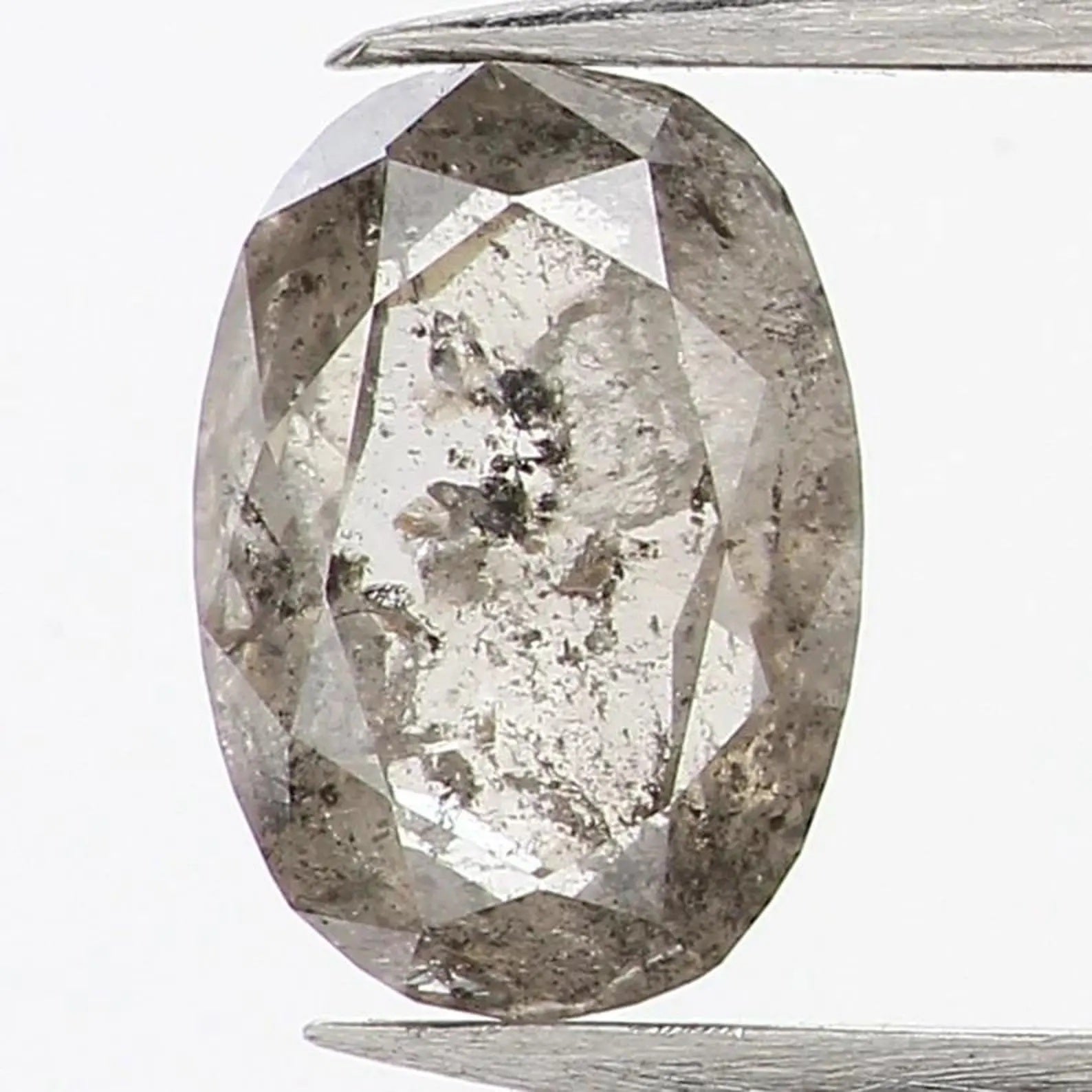0.37 CT Natural Loose Oval Shape Diamond Salt And Pepper Oval Diamond 5.30 MM Natural Loose Black Grey Color Oval Rose Cut Diamond NQ1146