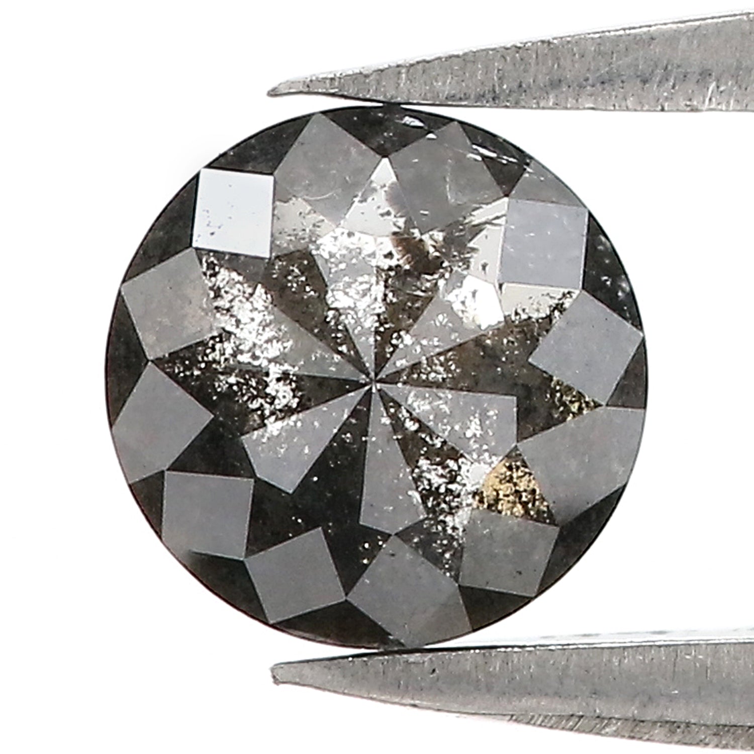 0.90 Ct Natural Loose Round Shape Diamond Salt And Pepper Diamond 5.85 MM Natural Diamond Black Grey Color Round Rose Cut Diamond LQ3044