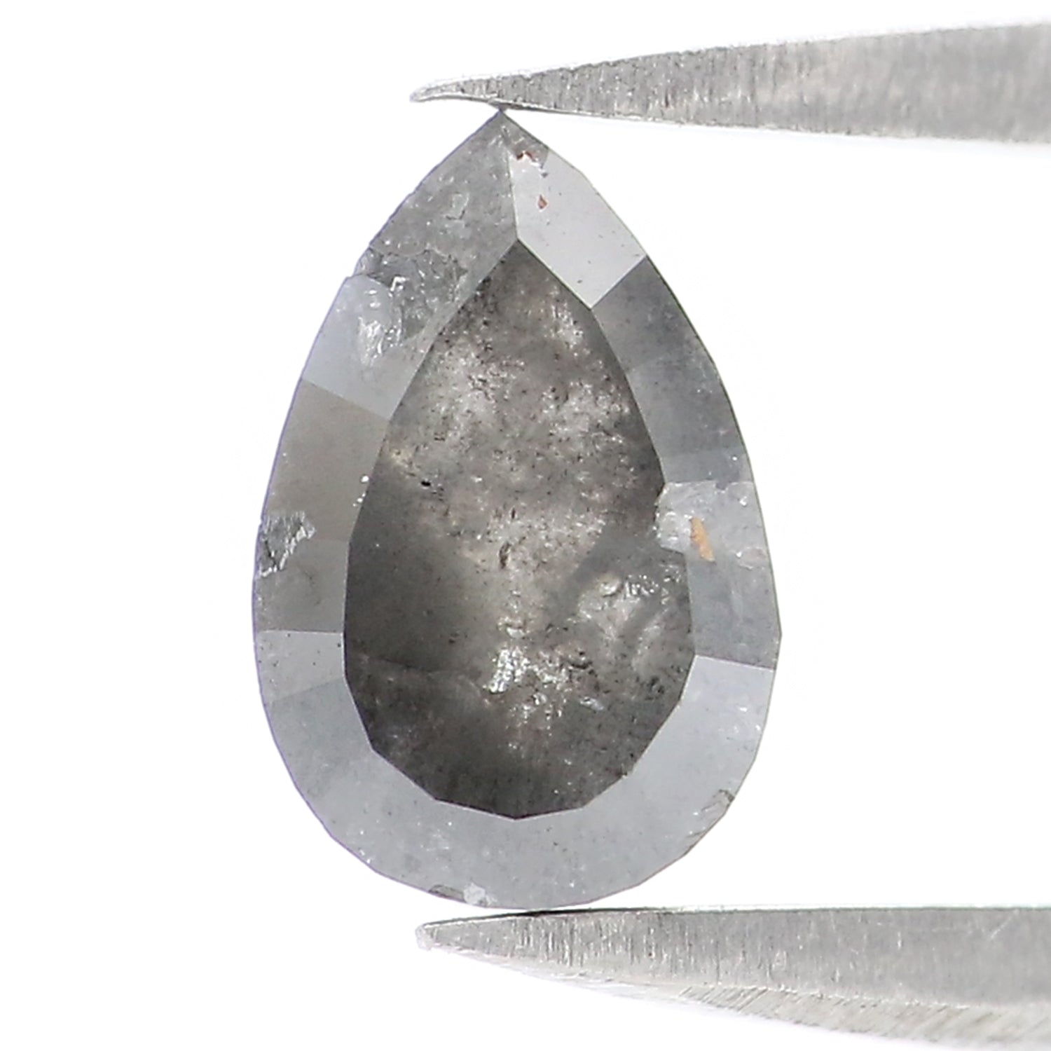 0.82 CT Natural Loose Pear Shape Diamond Salt And Pepper Pear Rose Cut Diamond 7.30 MM Black Grey Color Pear Shape Rose Cut Diamond QL9907