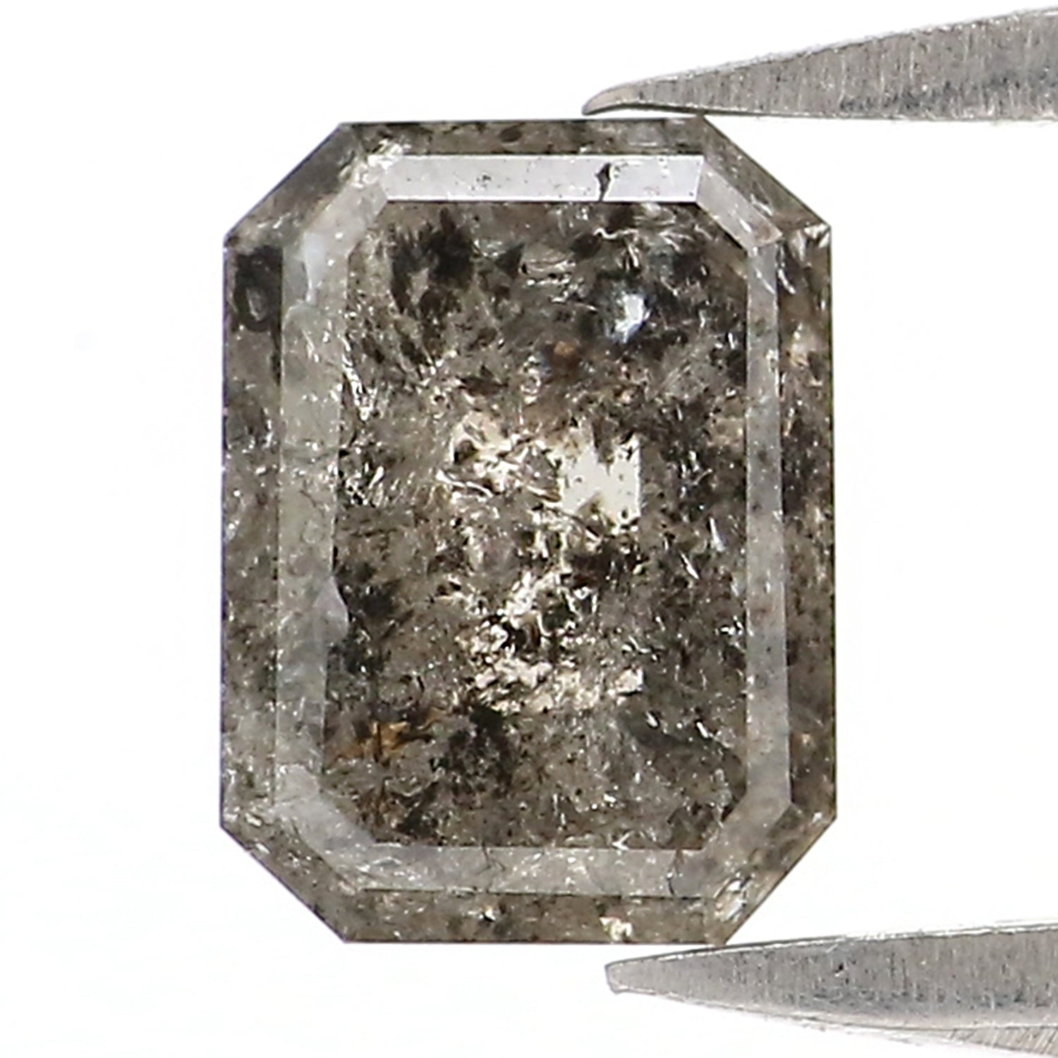 0.69 CT Natural Loose Emerald Shape Diamond Salt And Pepper Emerald Cut Diamond 6.15 MM Natural Black Grey Emerald Rose Cut Diamond LQ2945