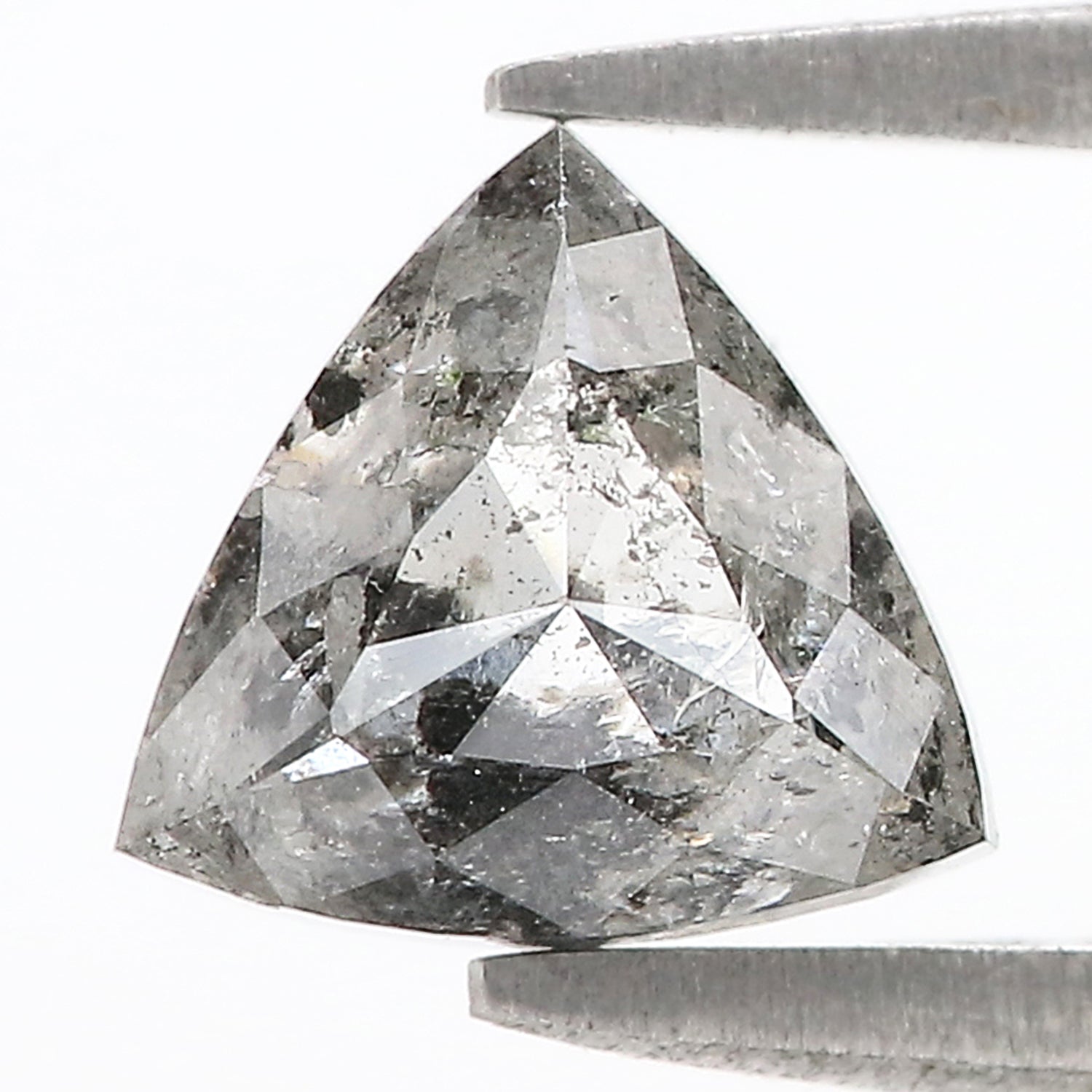 1.62 CT Natural Loose Triangle Shape Diamond Salt And Pepper Triangle Cut Diamond 7.05 MM Black Grey Color Triangle Rose Cut Diamond L3538