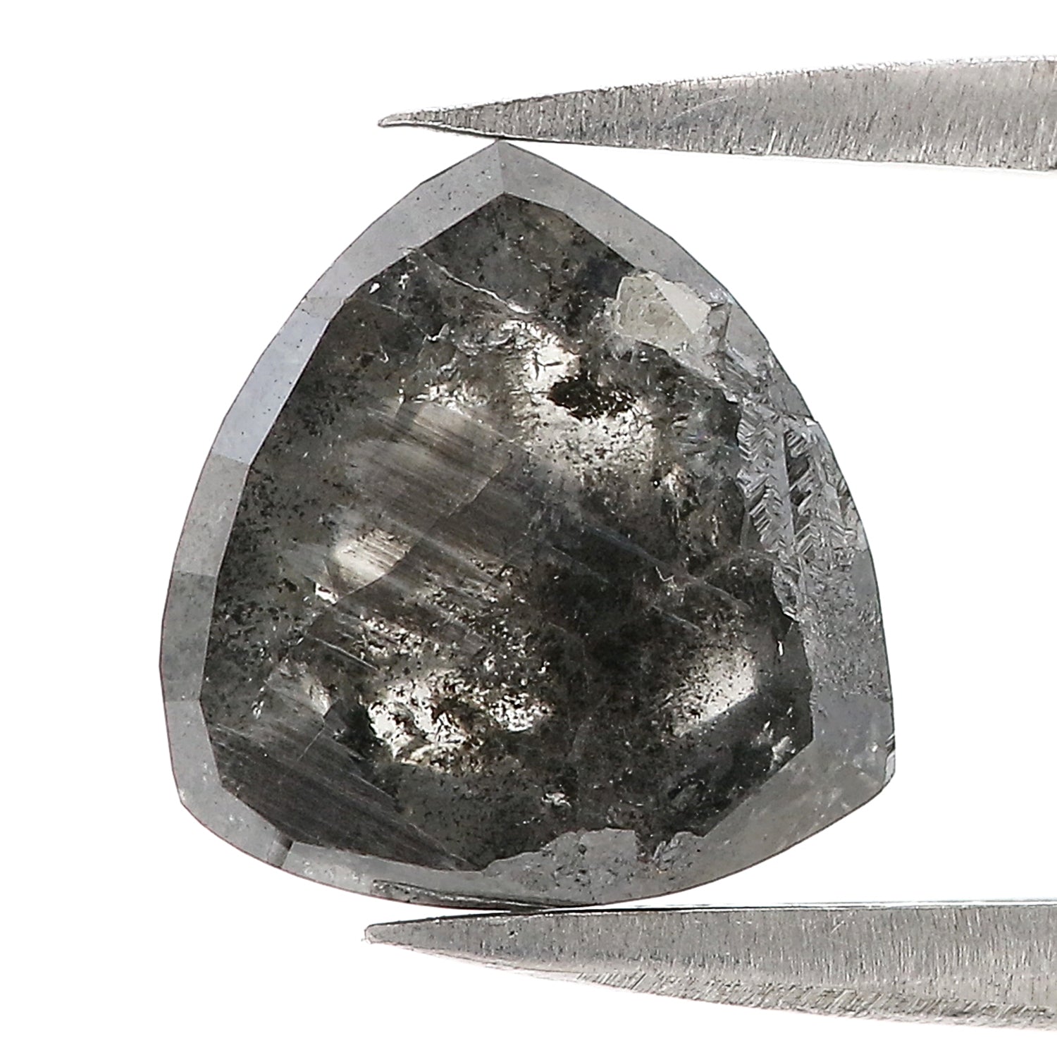 2.60 Ct Natural Loose Triangle Shape Diamond Salt And Pepper Diamond 9.20 MM Natural Diamond Black Grey Color Triangle Cut Diamond LQ3042