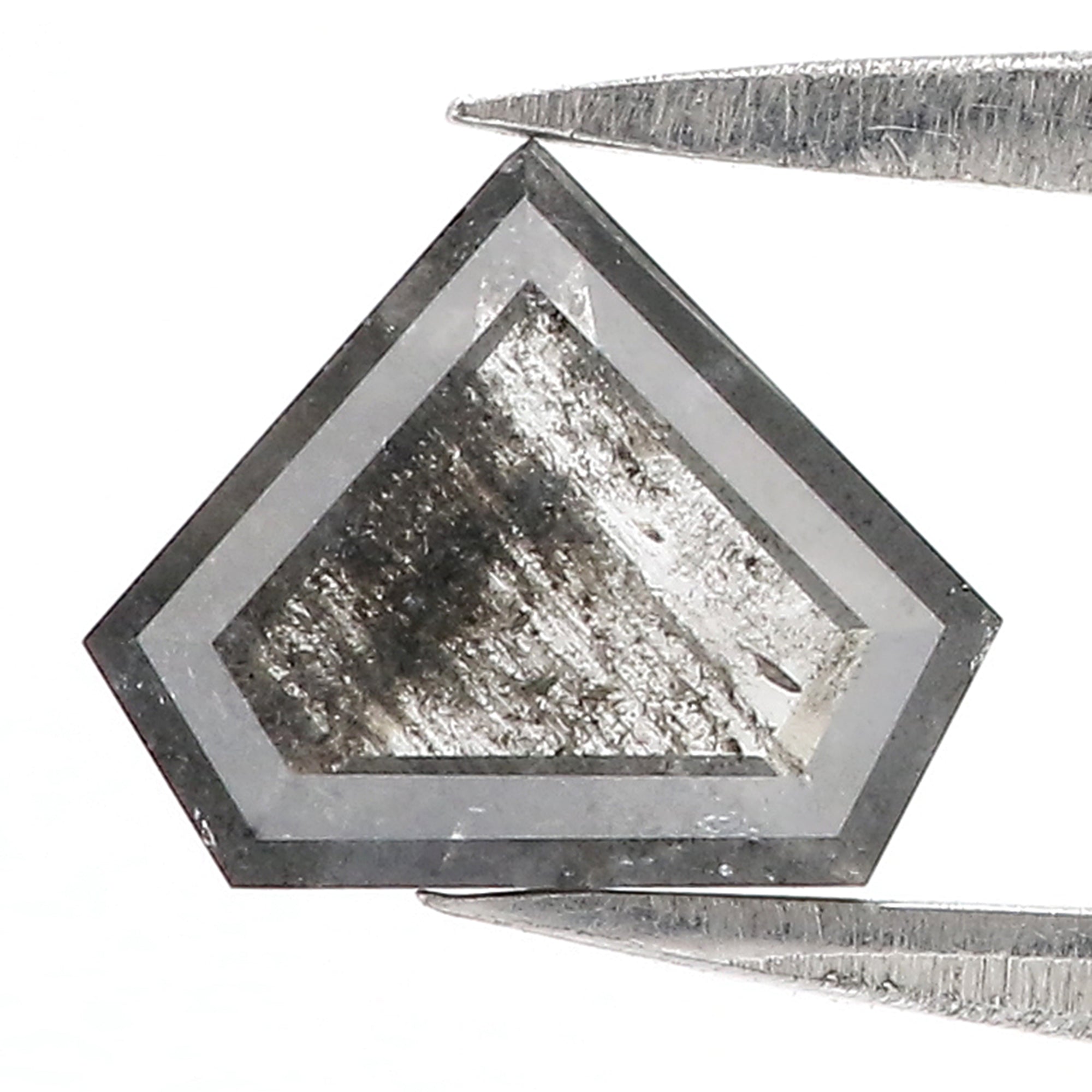 1.06 Ct Natural Loose Shield Shape Diamond Salt And Pepper Shield Cut Diamond 7.15 MM Natural Black Gray Color Shield Rose Cut Diamond LC64