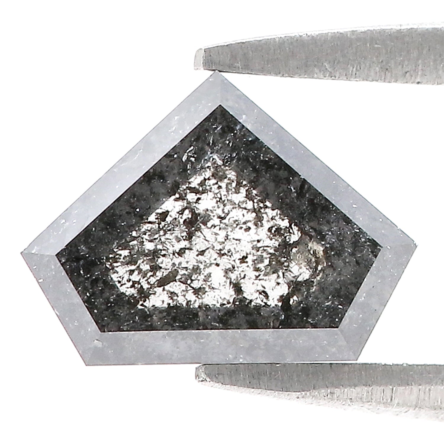 1.31 Ct Natural Loose Shield Shape Diamond Salt And Pepper Shield Cut Diamond 6.50 MM Black Gray Color Shield Shape Rose Cut Diamond QL254