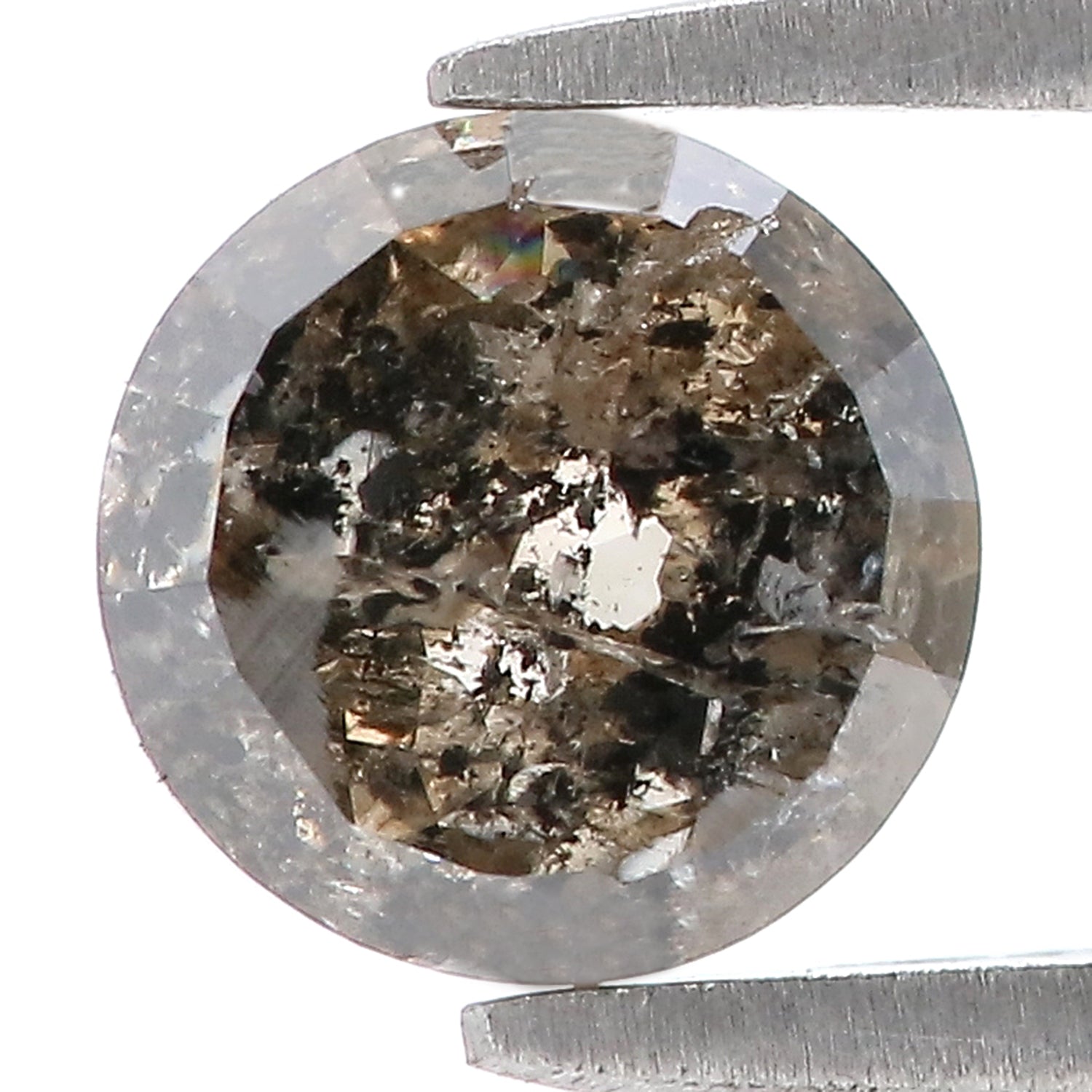 1.60 CT Natural Loose Round Rose Cut Diamond Salt And Pepper Round Diamond 7.05 MM Natural Loose Brown Color Round Rose Cut Diamond QL9058