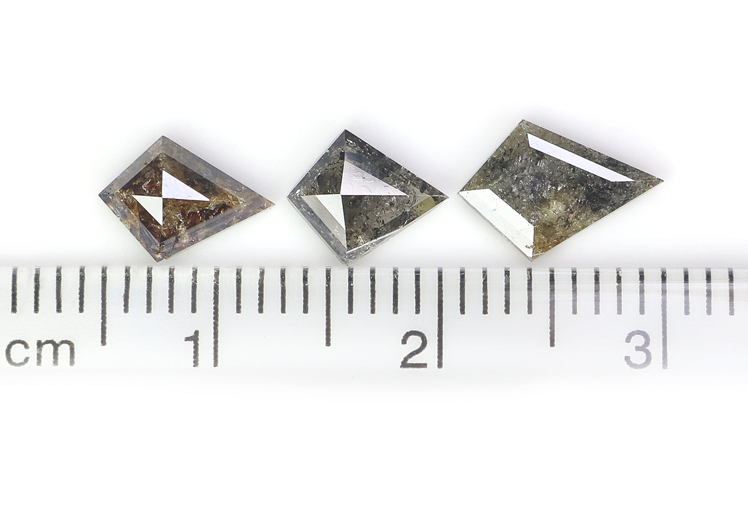 1.92 CT Natural Loose Kite Shape Diamond Salt And Pepper Kite Cut Diamond 9.25 MM Natural Black Grey Color Kite Rose Cut Diamond L3443