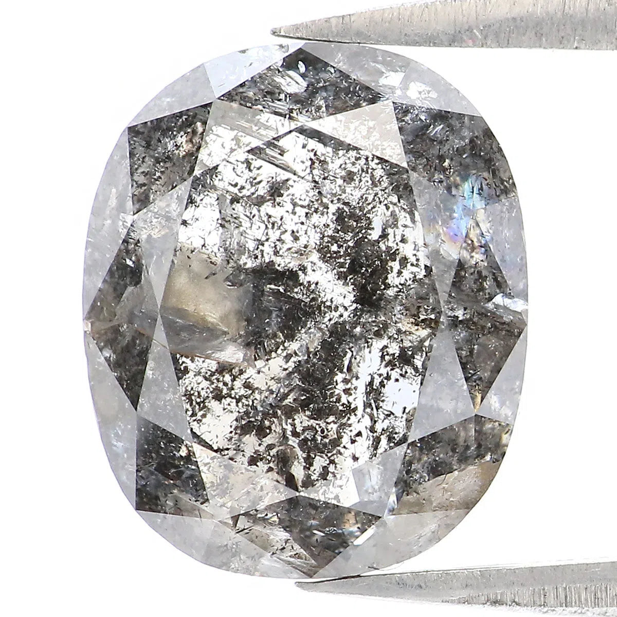 Natural Loose Oval Salt And Pepper Diamond Black Grey Color 4.79 CT 11.25 MM Oval Shape Rose Cut Diamond KDL2129