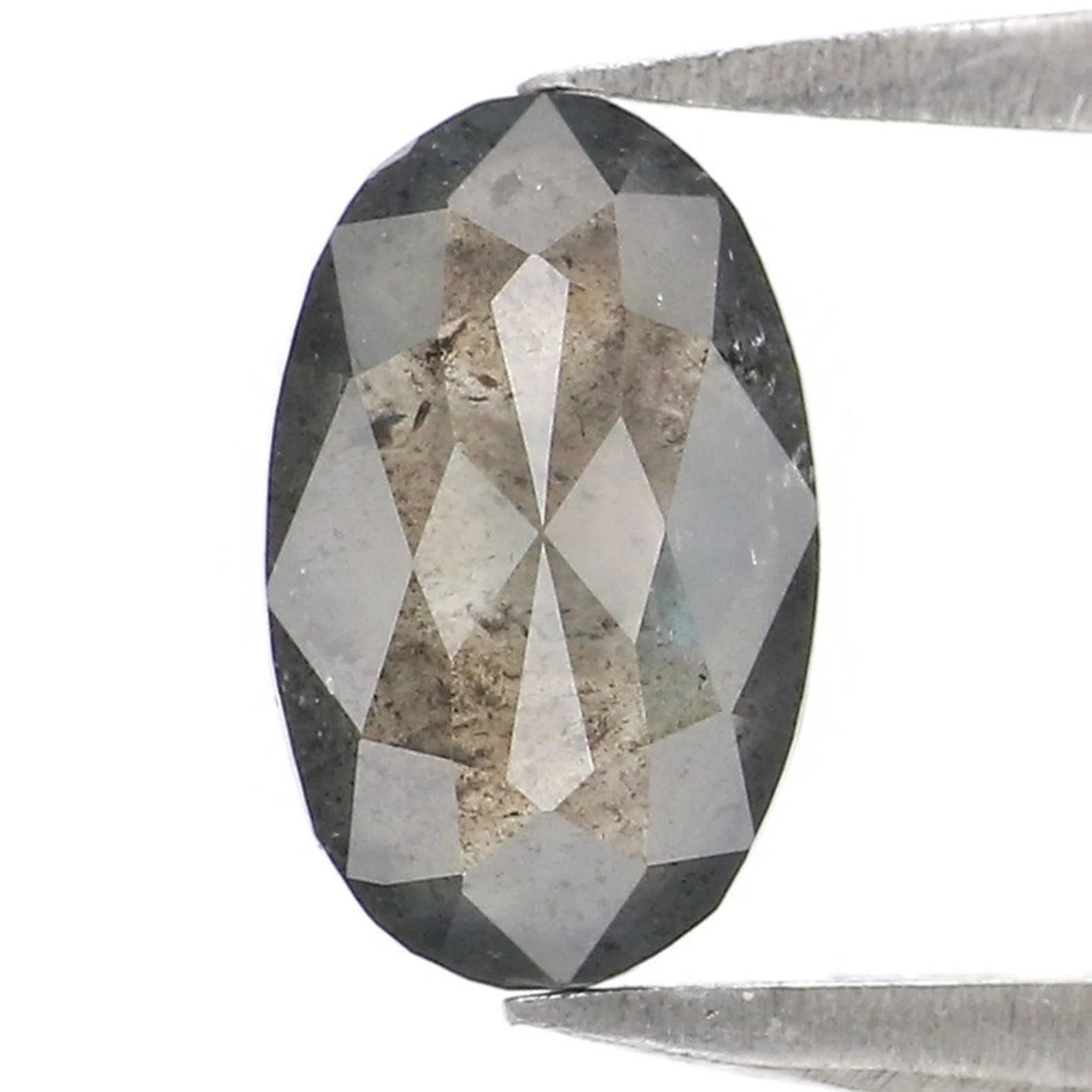 0.77 Ct Natural Loose Oval Shape Diamond Salt And Pepper Oval Diamond 7.60 MM Natural Diamond Black Grey Color Oval Rose Cut Diamond NQ804