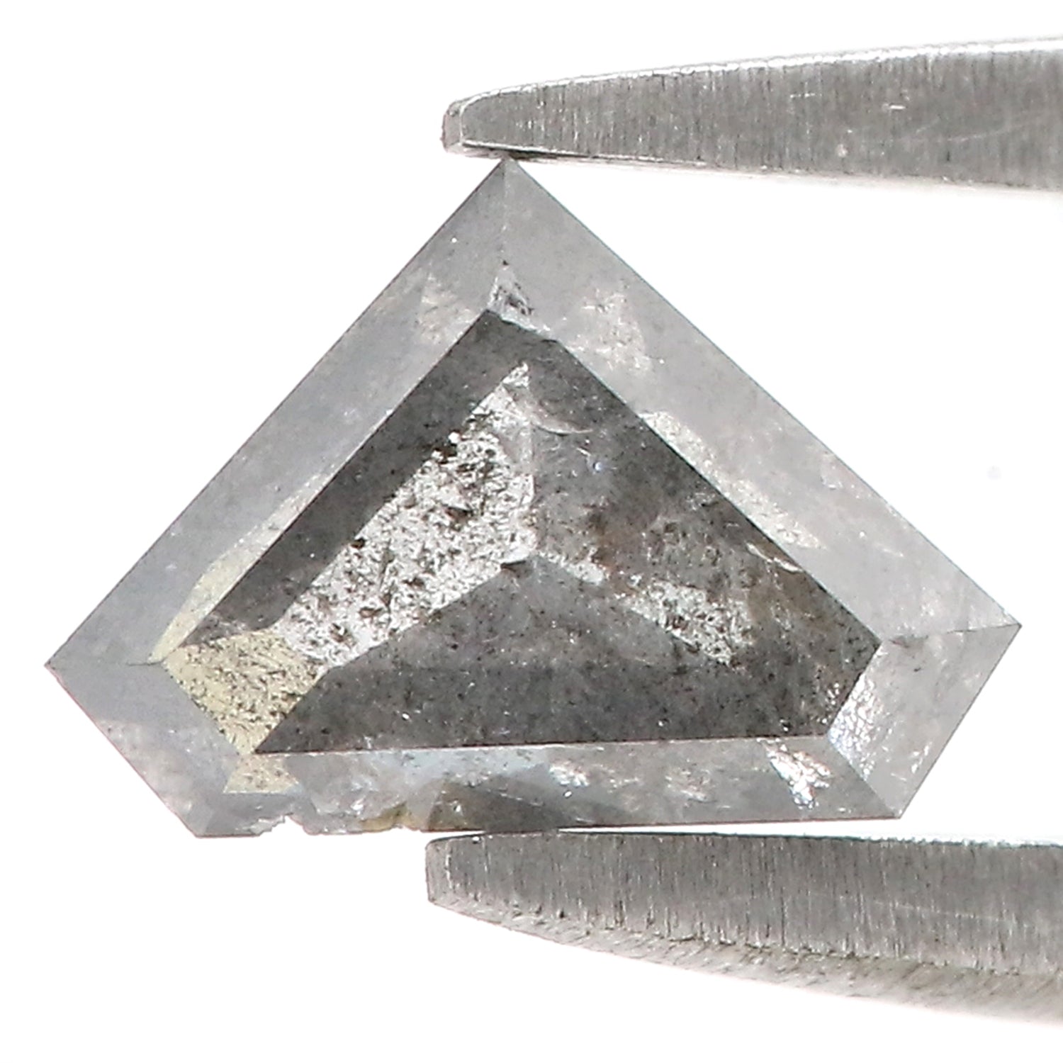 0.77 Ct Natural Loose Shield Shape Diamond Salt And Pepper Shield Cut Diamond 5.25 MM Black Gray Color Shield Shape Rose Cut Diamond QL441