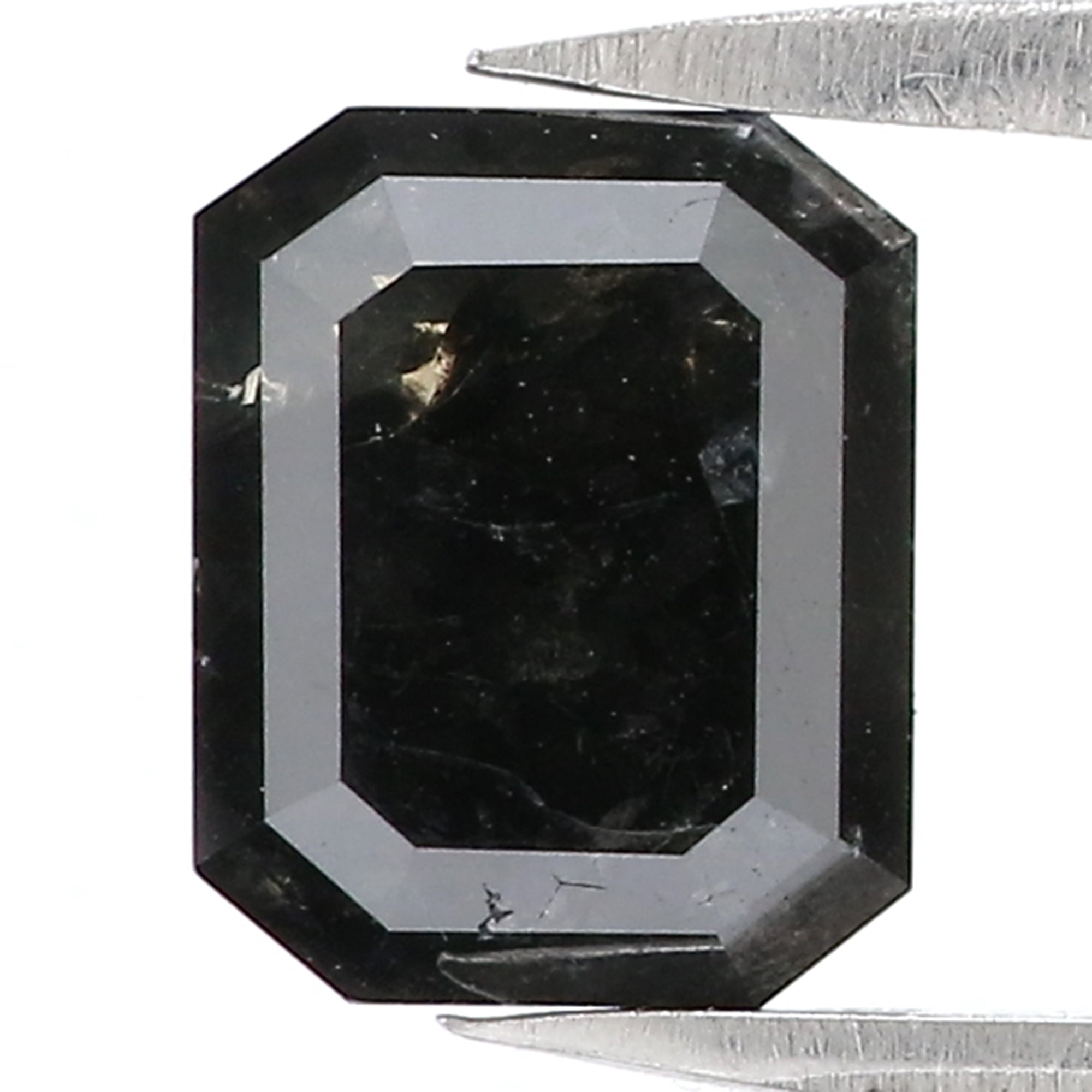 2.37 CT Natural Loose Emerald Shape Diamond Salt And Pepper Emerald Cut Diamond 6.54 MM Natural Loose Black Emerald Rose Cut Diamond QL7322
