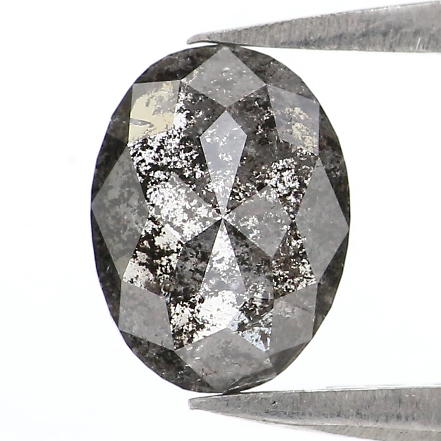 0.80 CT Natural Loose Oval Shape Diamond Salt And Pepper Oval Diamond 7.10 MM Natural Diamond Black Grey Color Oval Rose Cut Diamond KQ2708