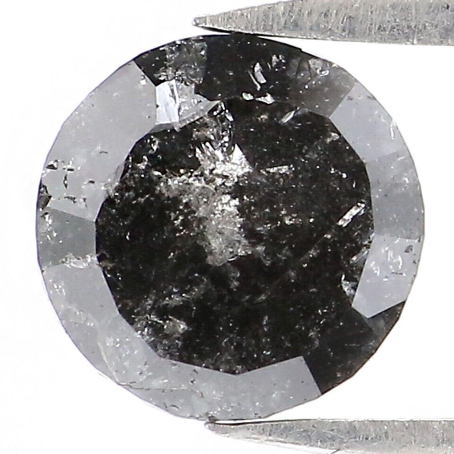 0.84 CT Natural Loose Round Rose Cut Diamond Salt And Pepper Round Shape Diamond 5.90 MM Natural Black Grey Color Rose Cut Diamond QN1928
