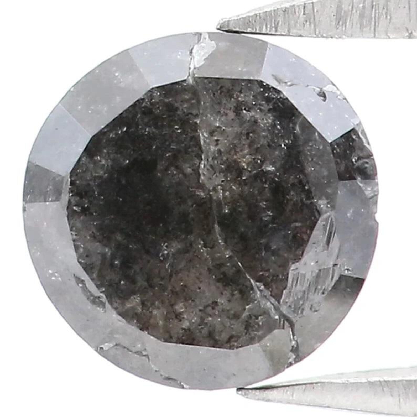 1.18 CT Natural Loose Round Shape Diamond Salt And Pepper Round Diamond 6.00 MM Natural Loose Black Grey Color Round Rose Cut Diamond NQ9417