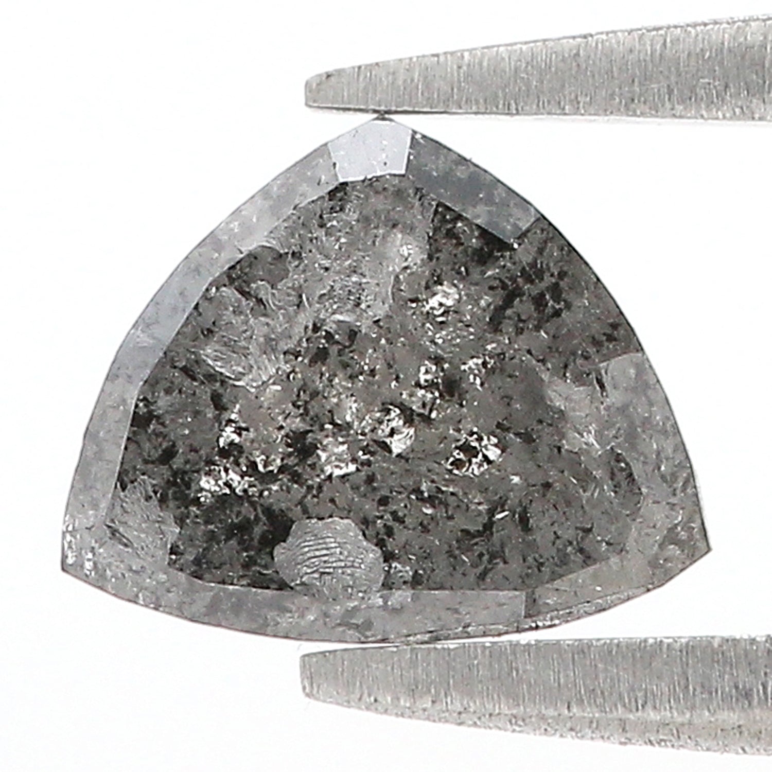 1.16 CT Natural Loose Triangle Shape Diamond Salt And Pepper Triangle Cut Diamond 6.35 MM Natural Black Grey Color Triangle Diamond L3500