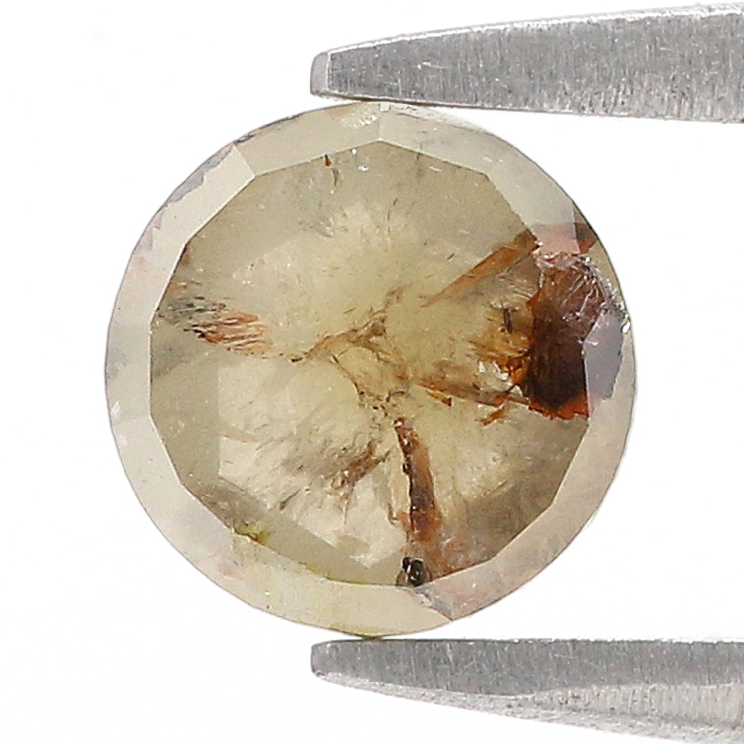 0.97 CT Natural Loose Round Rose Cut Diamond Yellow Color Round Cut Diamond 6.05 MM Natural Loose Yellow Color Round Rose Cut Diamond N2636