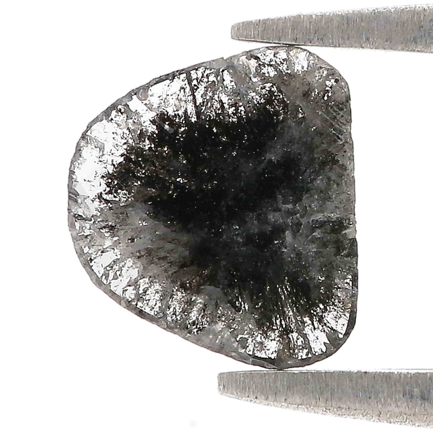 0.64 CT Natural Loose Slice Shape Diamond Salt And Pepper Slice Uncut Diamond 7.70 MM Natural Black Grey Slice Irregular Cut Diamond L3591