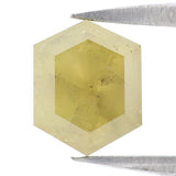 Natural Loose Hexagon Yellow Green Color Diamond 1.31 CT 7.35 MM Hexagon Shape Rose Cut Diamond KR2256