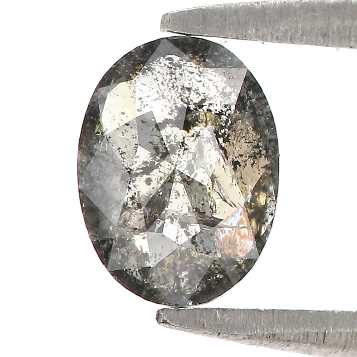 0.78 CT Natural Loose Oval Shape Diamond Salt And Pepper Oval Cut Diamond 7.00 MM Black Grey Color Oval Shape Rose Cut Diamond QL2092