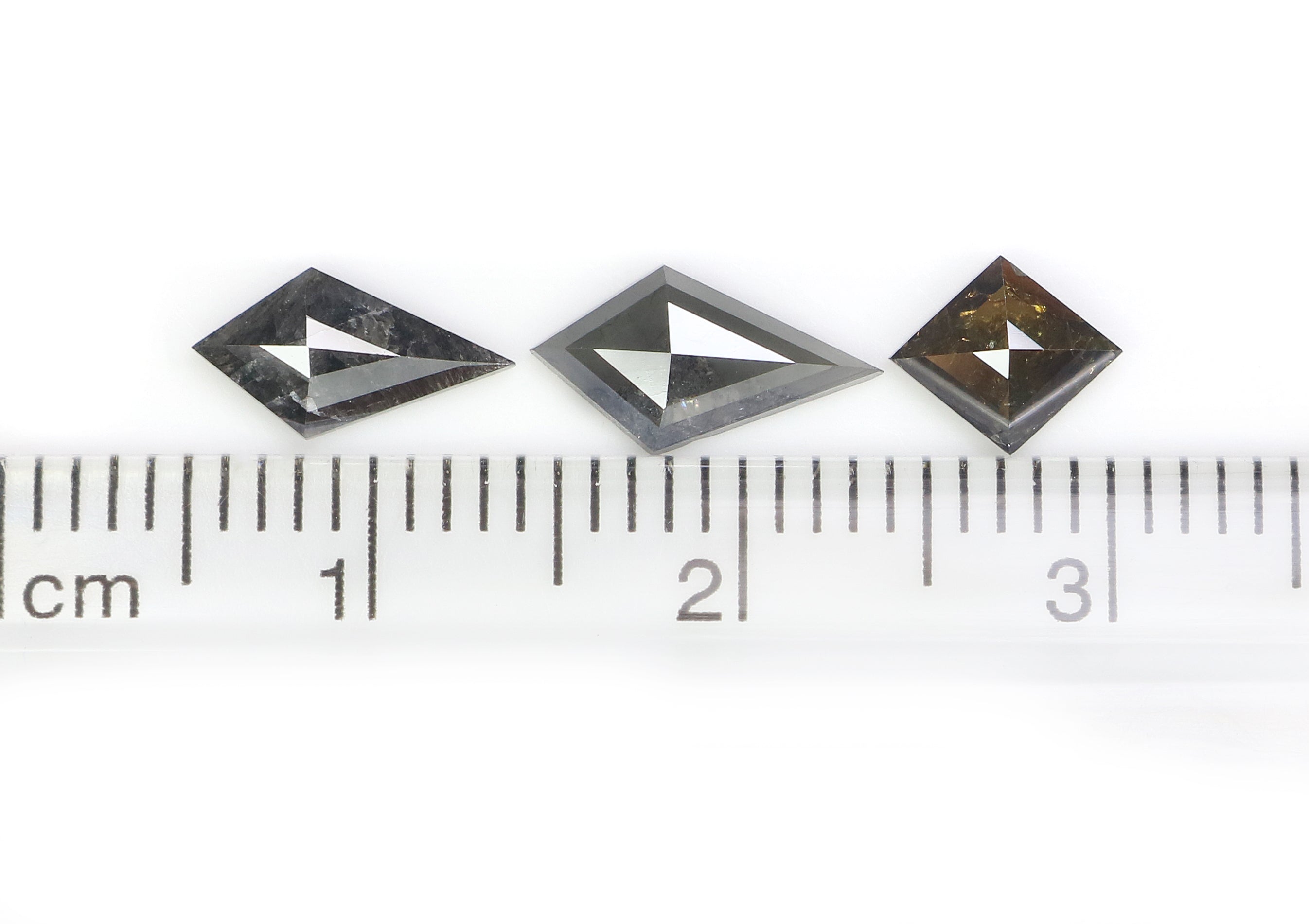 1.40 CT Natural Loose Kite Shape Diamond Salt And Pepper Kite Diamond 9.65 MM Natural Loose Black Gray Color Kite Rose Cut Diamond N2602