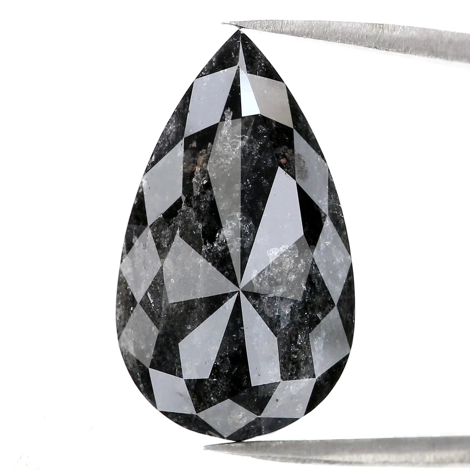 14.08 CT Natural Loose Pear Shape Diamond Salt And Pepper Pear Rose Cut Diamond 21.20 MM Black Grey Color Pear Rose Cut Diamond QL3018