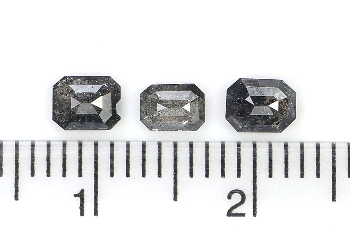 0.83 CT Natural Loose Emerald Shape Diamond Salt And Pepper Emerald Cut Diamond 4.10 MM Natural Black Grey Color Emerald Diamond KR2587
