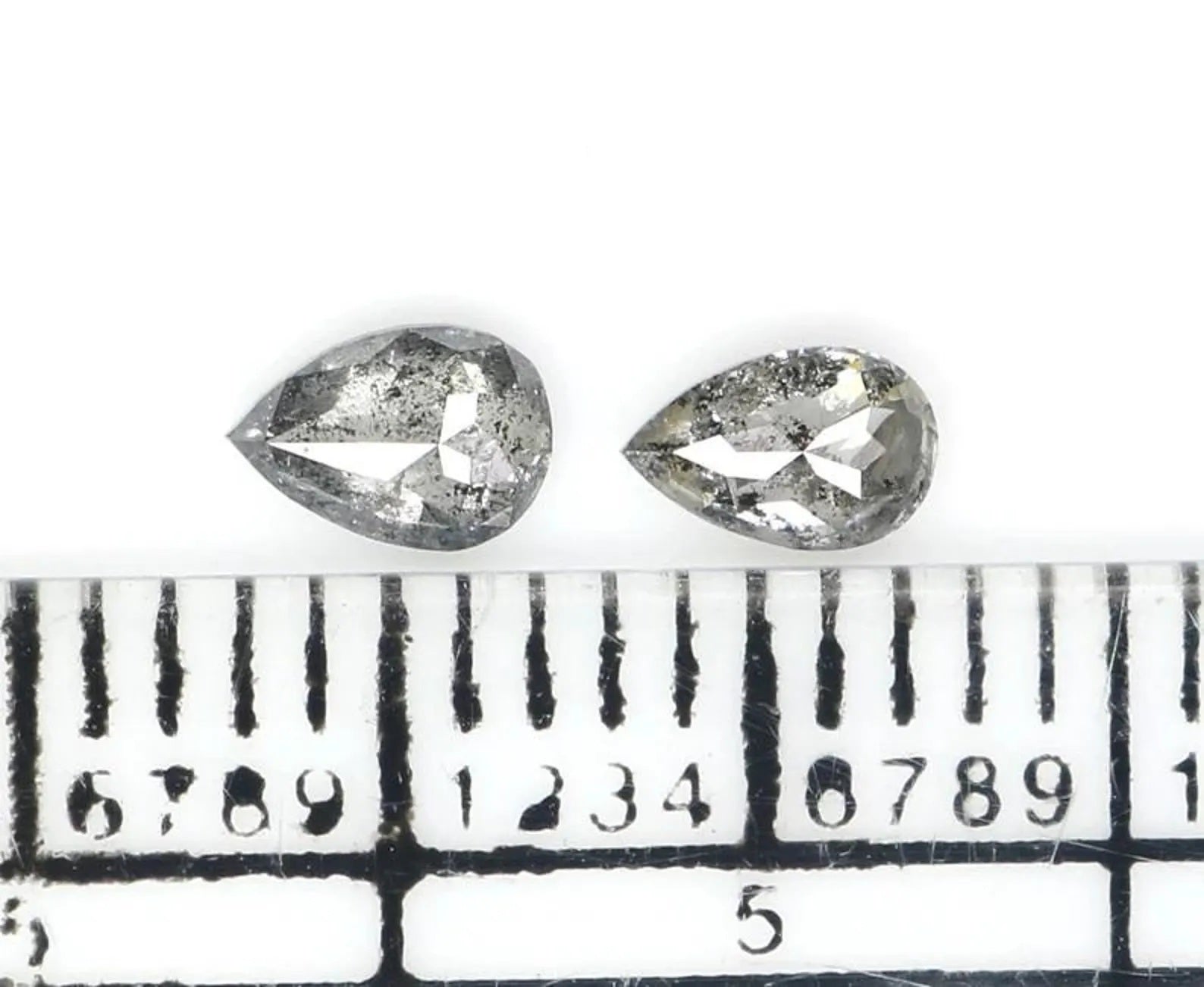 0.34 CT Natural Loose Pear Cut Pair Diamond Salt And Pepper Pear Shape Diamond 4.35 MM Natural Black Grey Color Pear Rose Cut Diamond NQ2356