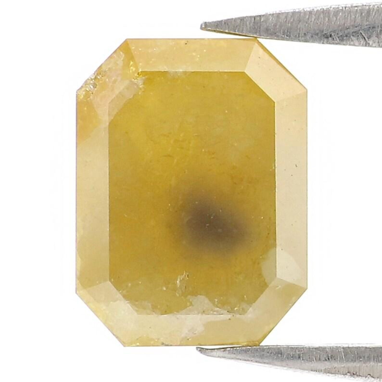 1.85 Ct Natural Loose Emerald Shape Diamond Yellow Color Emerald Diamond 8.05 MM Natural Loose Yellow Color Emerald Rose Cut Diamond NQ2449
