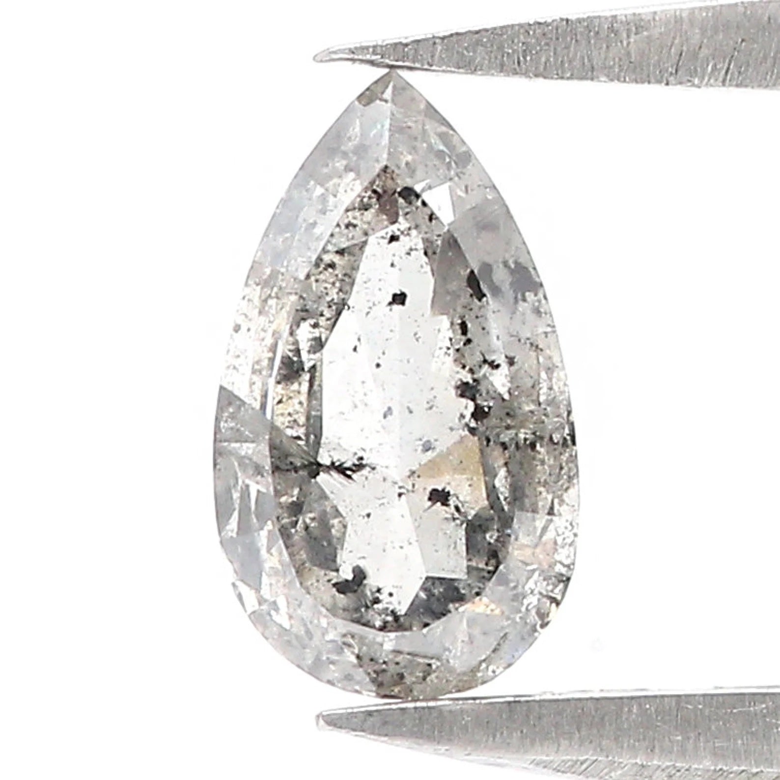 0.65 Ct Natural Loose Pear Cut Diamond Salt And Pepper Pear Diamond 7.40 MM Natural Diamond Black Grey Color Pear Rose Cut Diamond NQ2513