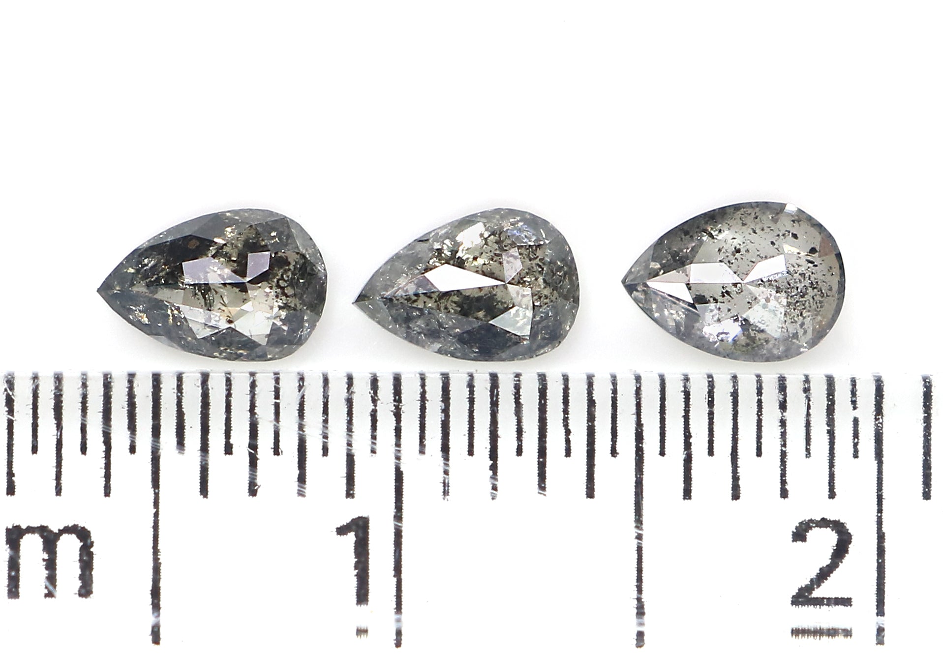 0.60 CT Natural Loose Pear Shape Diamond Salt And Pepper Pear Diamond 4.65 MM Natural Loose Black Grey Color Pear Rose Cut Diamond LQ2828