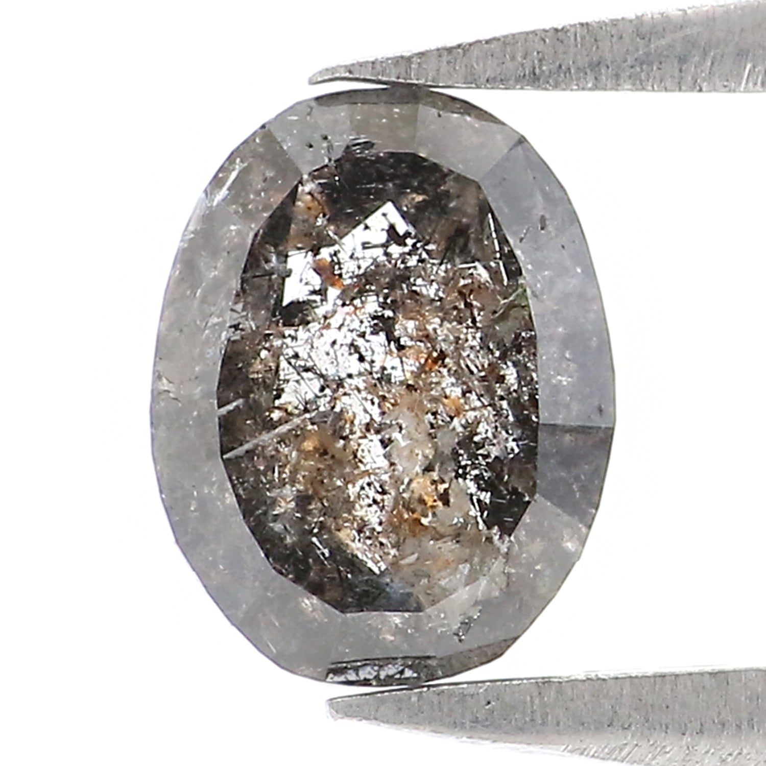 0.78 CT Natural Loose Oval Shape Diamond Salt And Pepper Oval Diamond 6.50 MM Natural Loose Black Grey Diamond Oval Rose Cut Diamond LQ2958