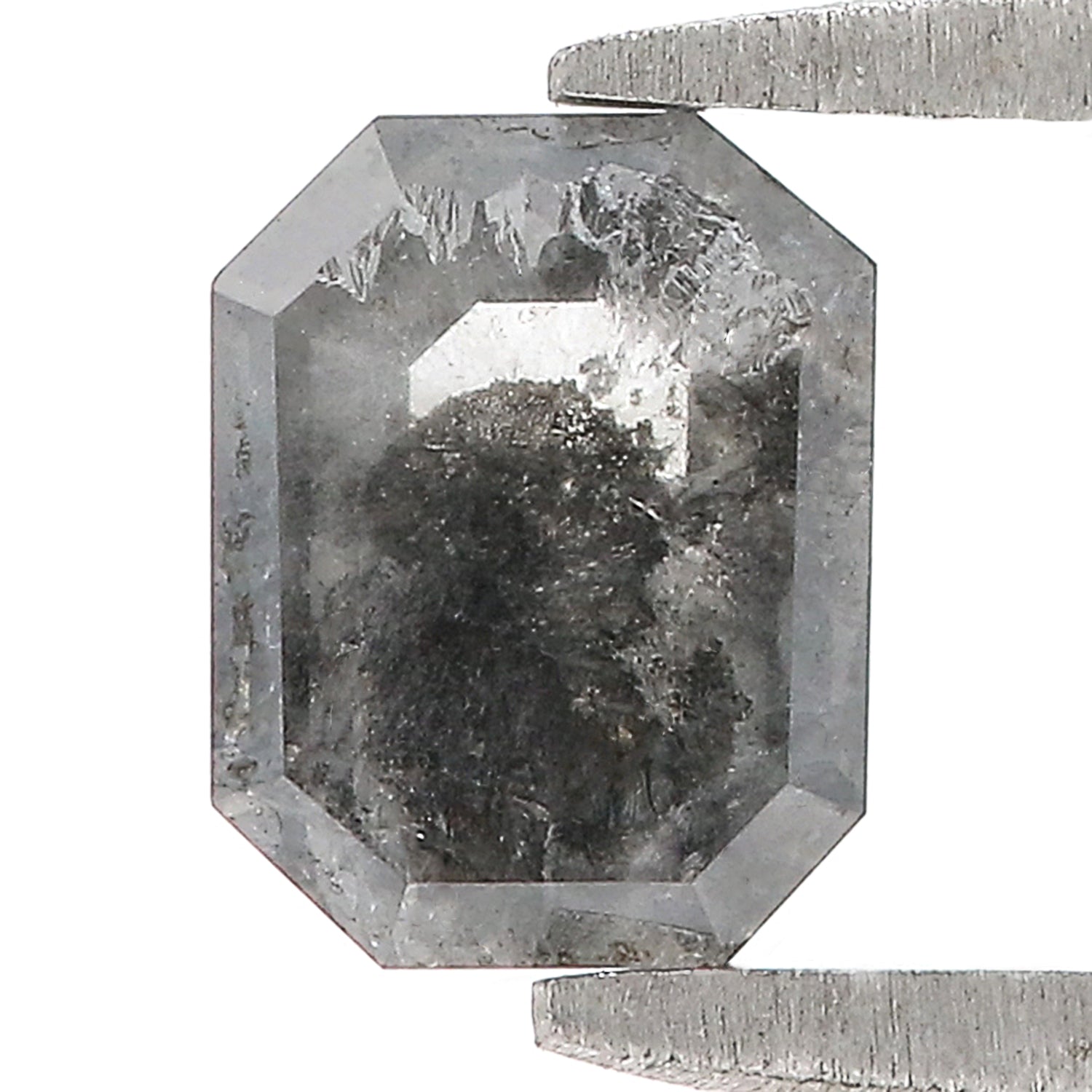0.67 CT Natural Loose Emerald Shape Diamond Black Grey Color Emerald Cut Diamond 6.35 MM Salt And Pepper Emerald Rose Cut Diamond LQ3306