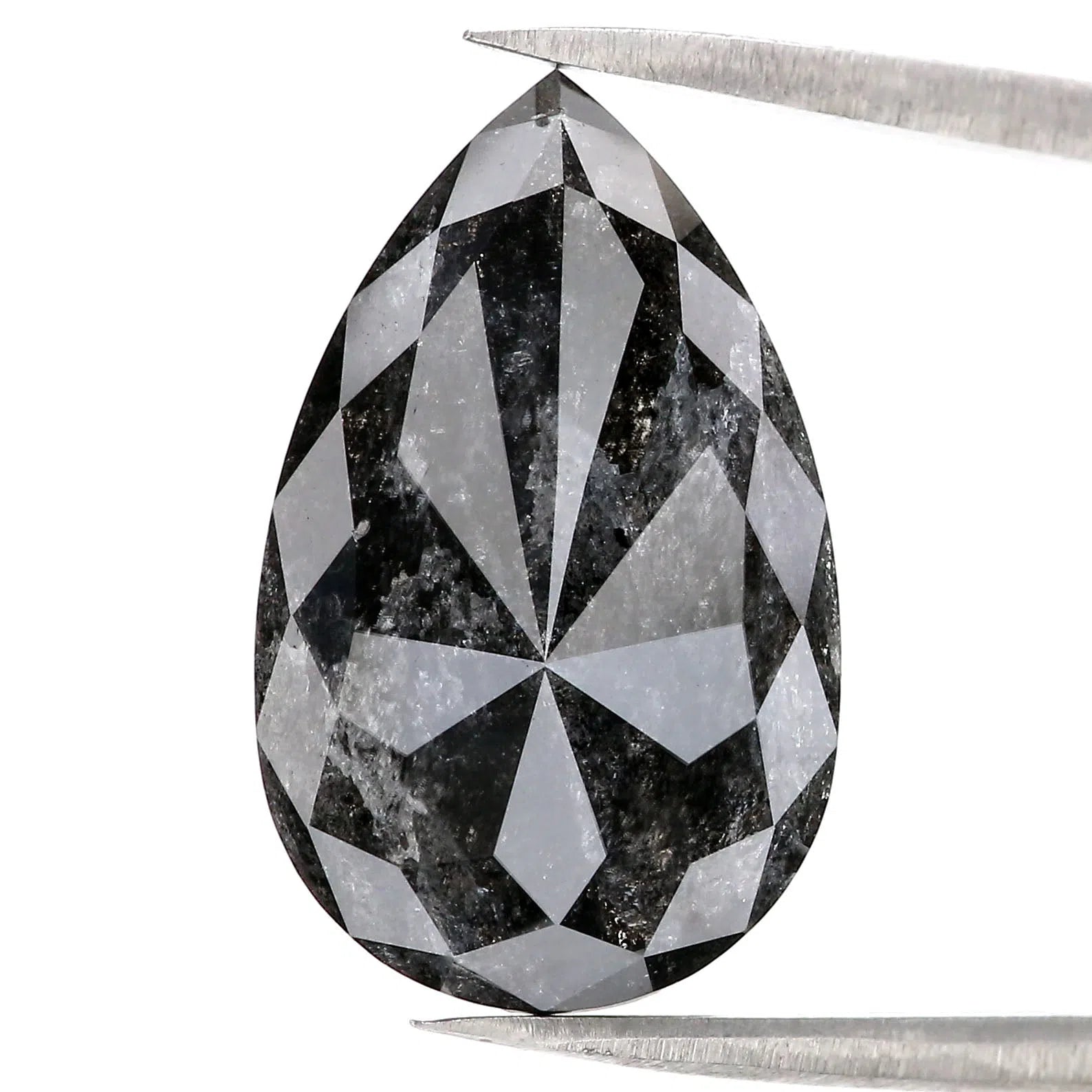 11.67 CT Natural Loose Pear Shape Diamond Salt And Pepper Pear Rose Cut Diamond 20.20 MM Black Grey Color Pear Rose Cut Diamond QL3019