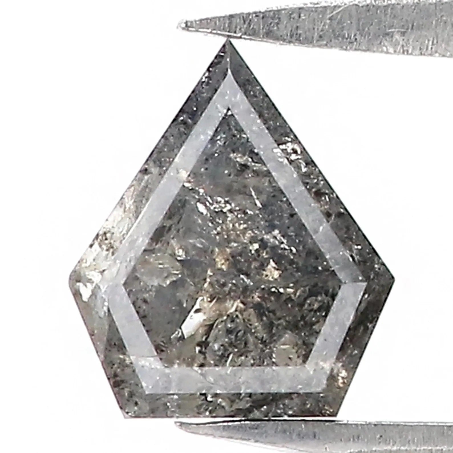 0.88 CT Natural Loose Shield Shape Diamond Salt And Pepper Shield Diamond 7.20 MM Natural Black Grey Color Shield Rose Cut Diamond QN9205