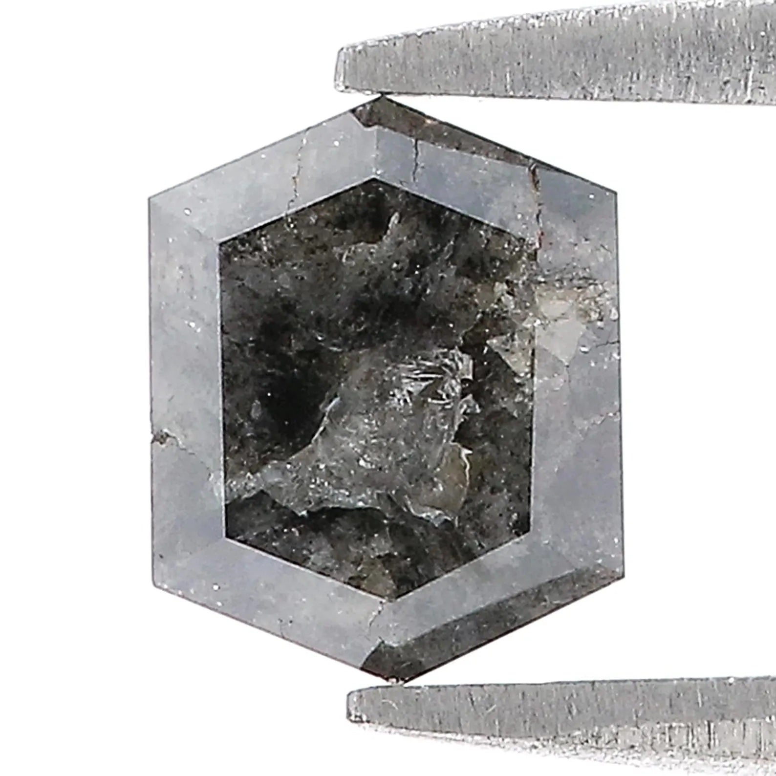 1.09 CT Natural Loose Hexagon Shape Diamond Black Color Hexagon Cut Diamond 7.05 MM Natural Diamond Black Hexagon Rose Cut Diamond QN1091