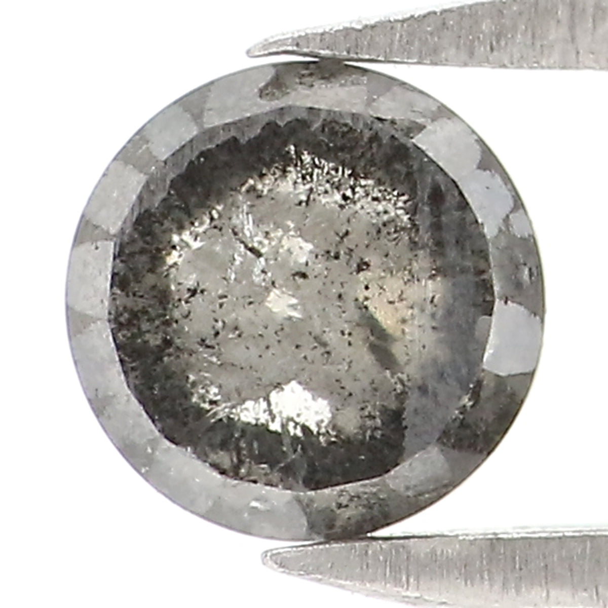0.53 Ct Natural Loose Round Rose Cut Diamond Salt And Pepper Round Shape Diamond 4.65 MM Natural Black Grey Color Rose Cut Diamond KQ2664