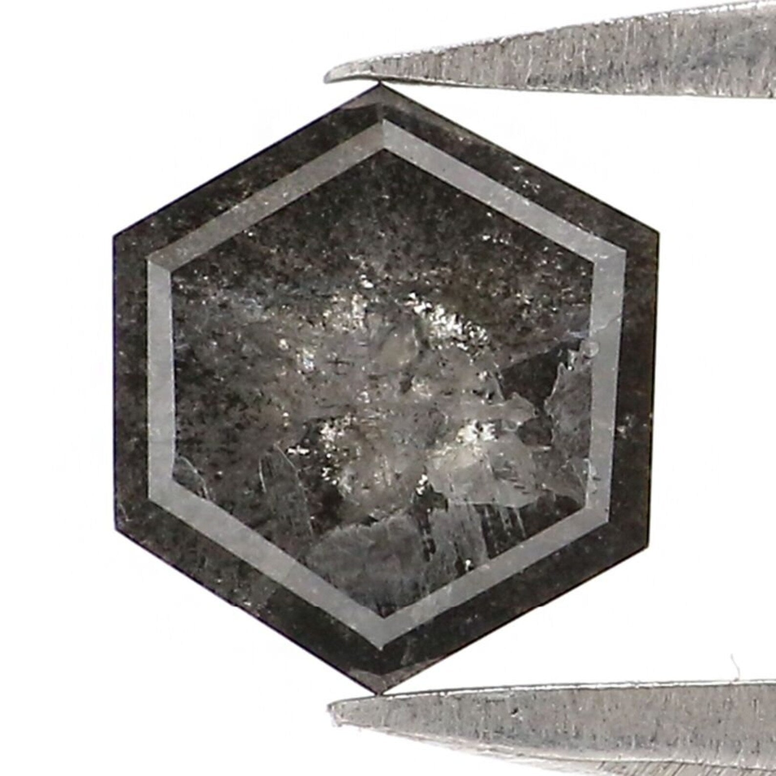 0.63 CT Natural Loose Hexagon Shape Diamond Salt And Pepper Hexagon Diamond 5.80 MM Natural Loose Diamond Hexagon Rose Cut Diamond NQ2464