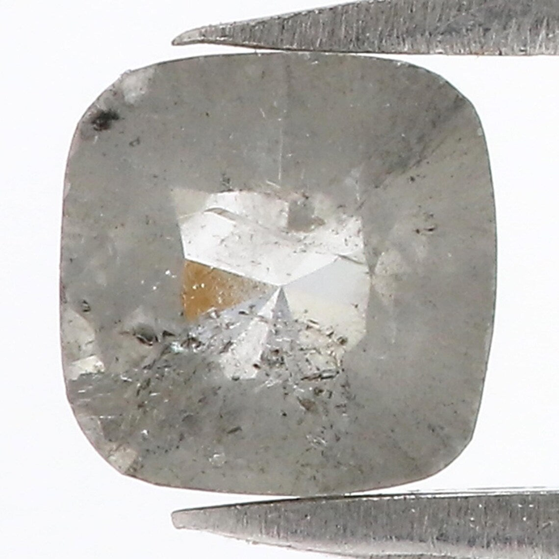 1.03 Ct Natural Loose Cushion Shape Diamond Salt And Pepper Cushion Diamond 5.60 MM Natural Black Grey Color Cushion Rose Cut Diamond QN9217