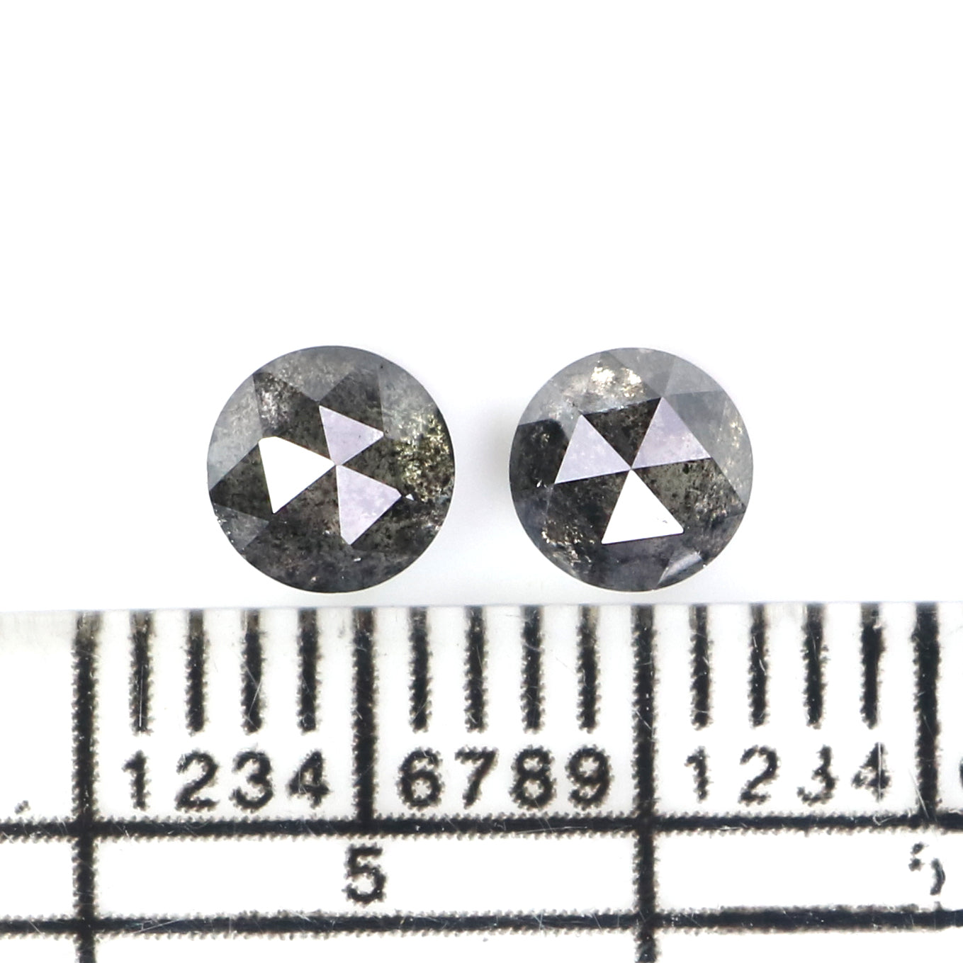 0.92 CT Natural Loose Round Rose Cut Pair Diamond Salt And Pepper Round Shape Diamond 4.45 MM Black Grey Round Shape Rose Cut Diamond LQ2814