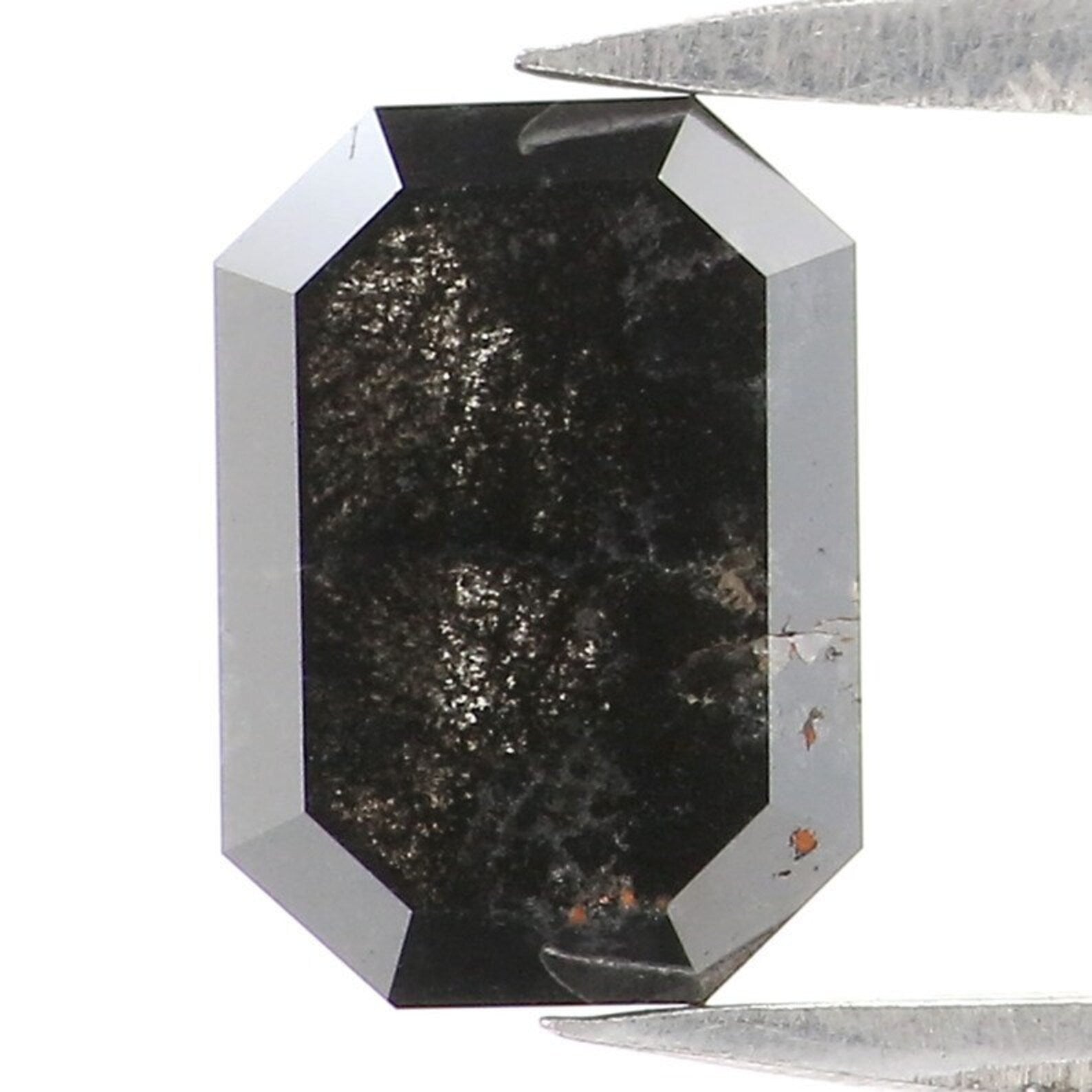 1.14 Ct Natural Loose Emerald Shape Diamond Salt And Pepper Emerald Cut Diamond 7.40 MM Black Grey Color Emerald Rose Cut Diamond NQ2087