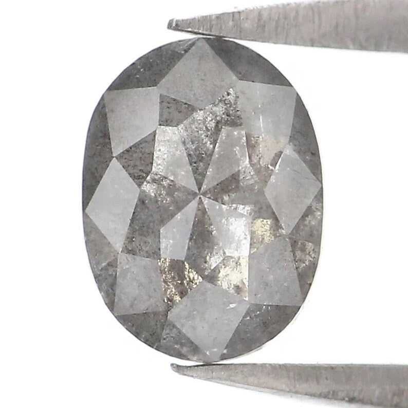 1.00 CT Natural Loose Oval Shape Diamond Salt And Pepper Oval Cut Diamond 6.90 MM Natural Loose Diamond Oval Shape Rose Cut Diamond NQ1349
