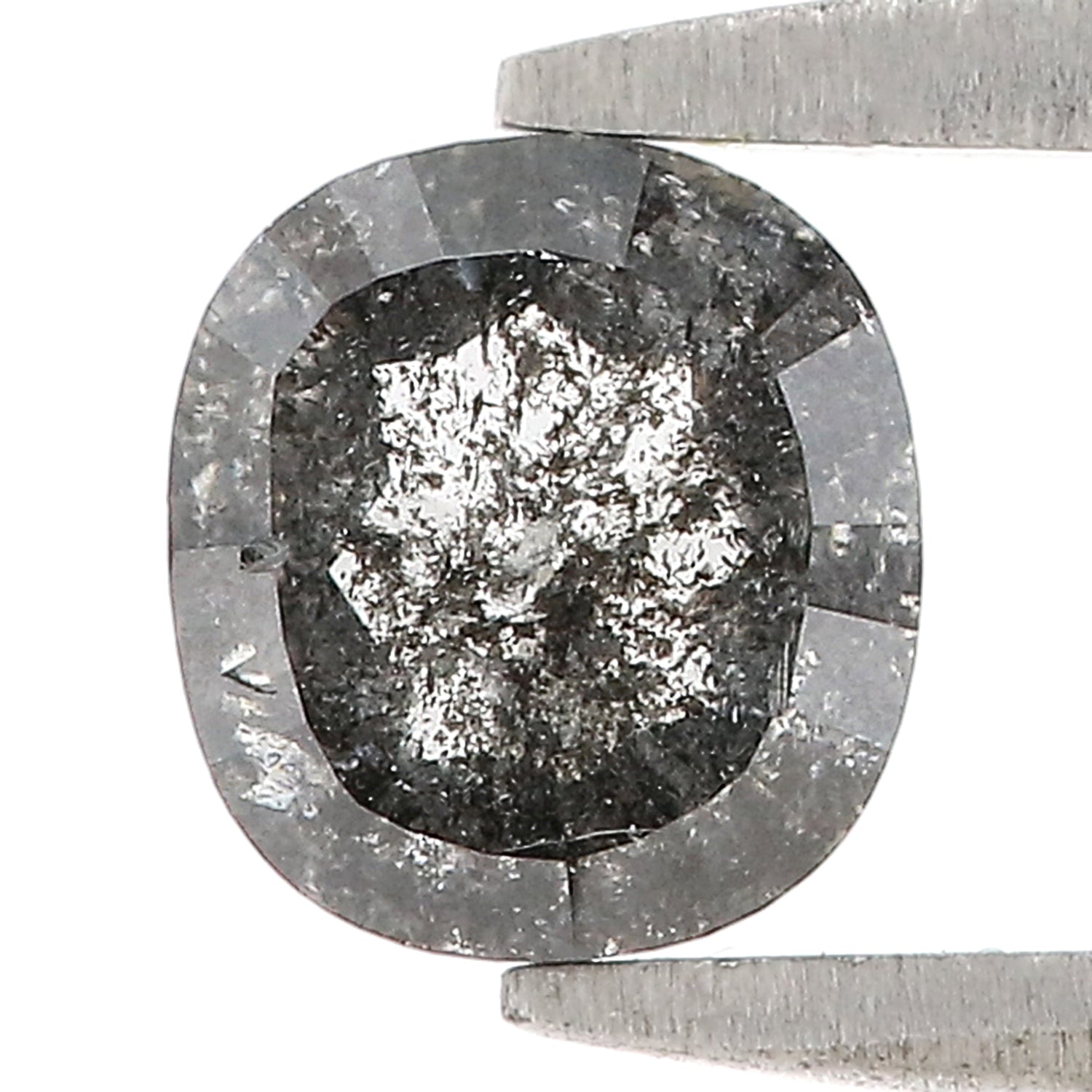 0.80 CT Natural Loose Cushion Shape Diamond Salt And Pepper Cushion Diamond 5.95 MM Black Grey Color Cushion Shape Rose Cut Diamond QL762